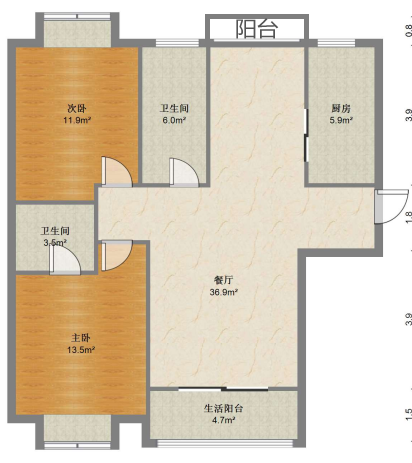 尚海湾 2室2厅2卫 108m&sup2;