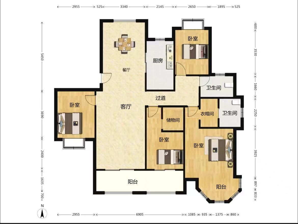 中南世纪花城三期 4室2厅2卫 177.91m²