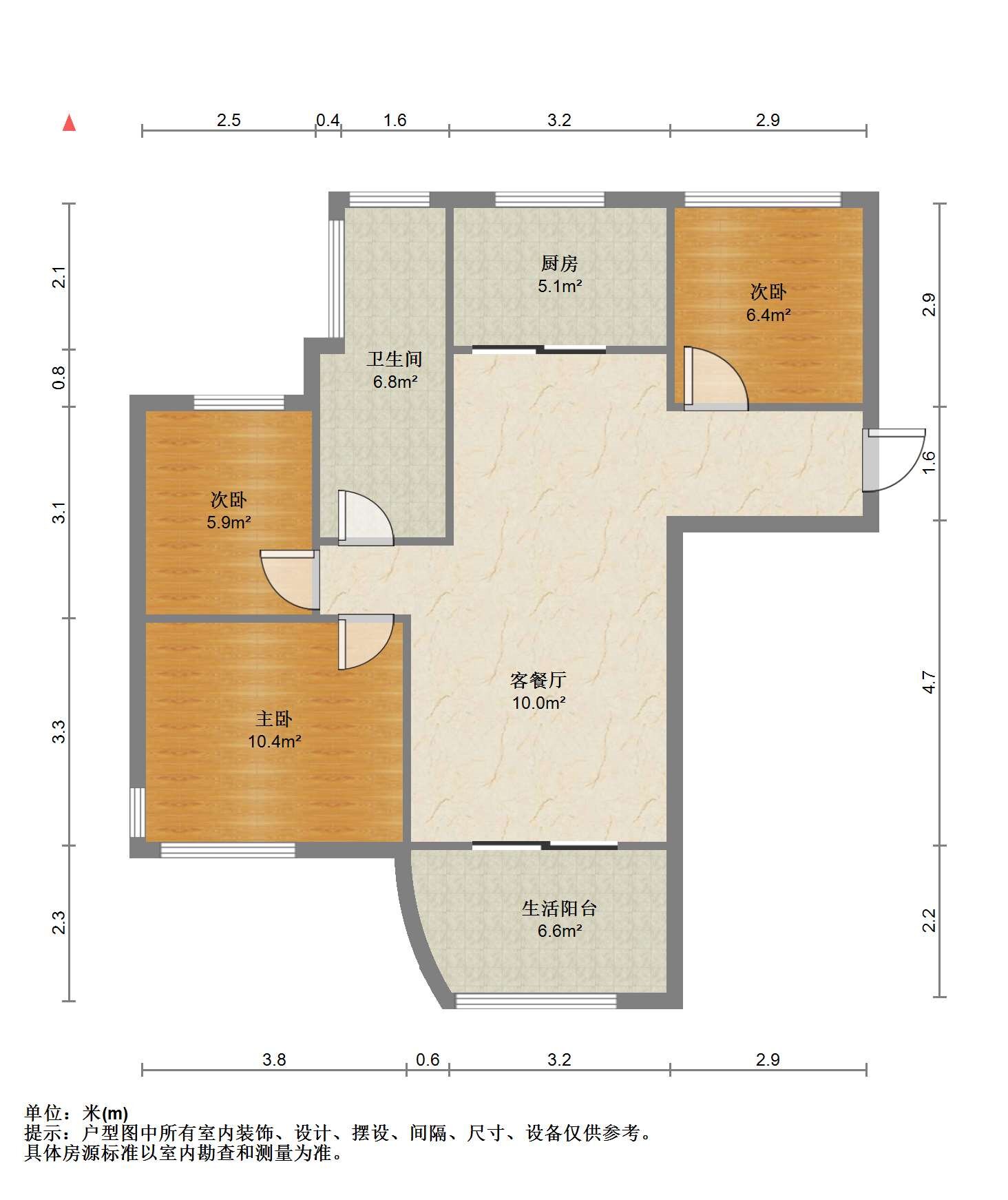 碧桂园(南通经济技术开发区) 3室2厅1卫 97.5m&sup2;