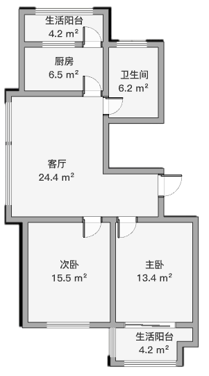 同和嘉苑东区 2室2厅1卫 98m&sup2;