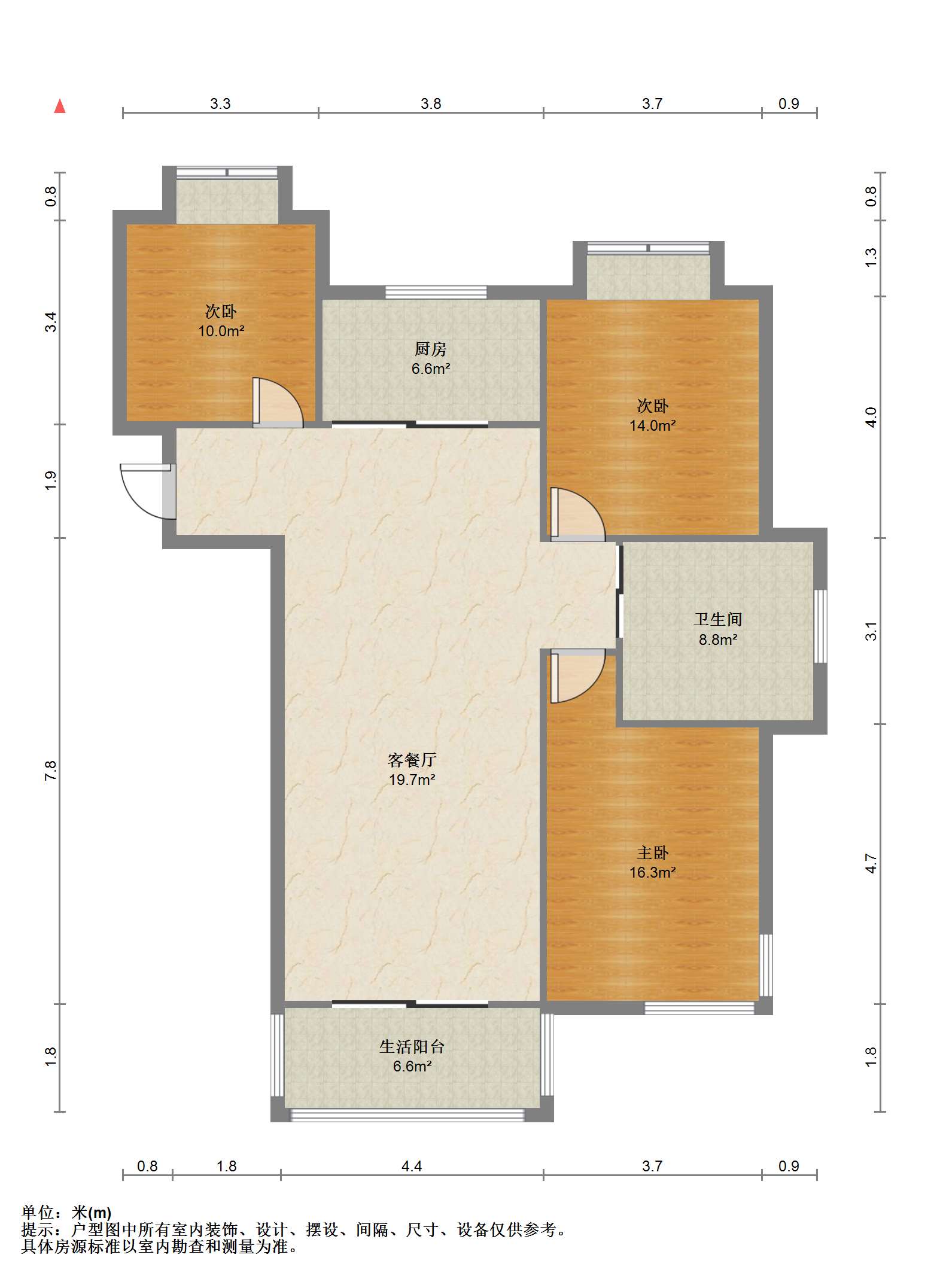 金和家园 3室2厅2卫 135m&sup2;
