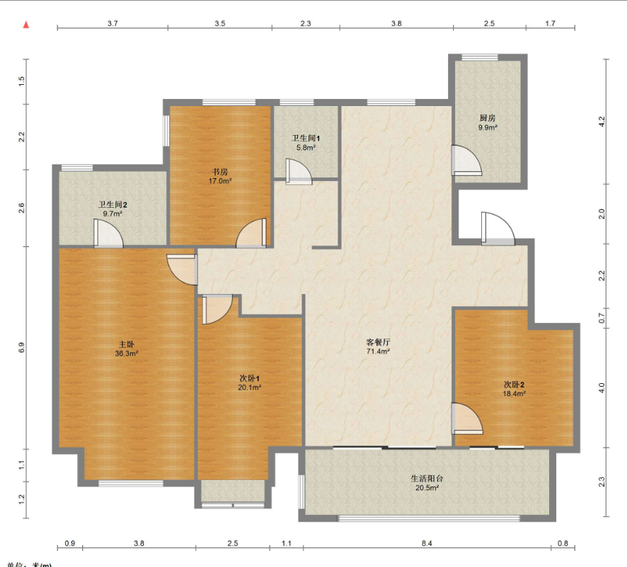 中南万科大都会 4室2厅2卫 126.00m²