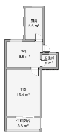白家园 1室1厅1卫 42.79m&sup2;