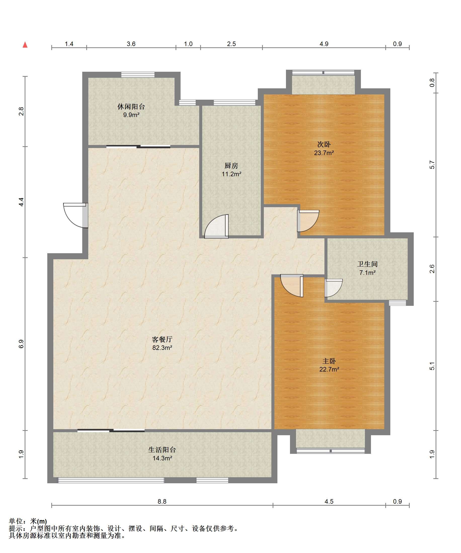 江海皇都私家花园 4室2厅2卫 92m&sup2;