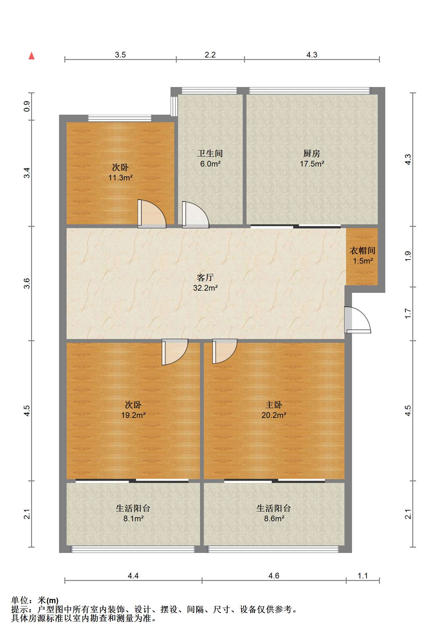 五山公寓 3室1厅1卫 126.00m&sup2;