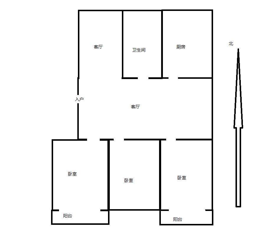 南方公寓 3室2厅1卫 143m&sup2;