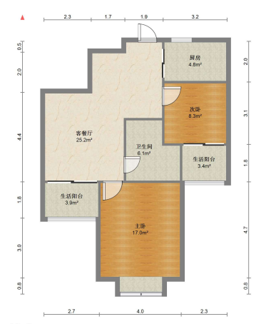 金飞达名郡 2室1厅1卫 89m&sup2;