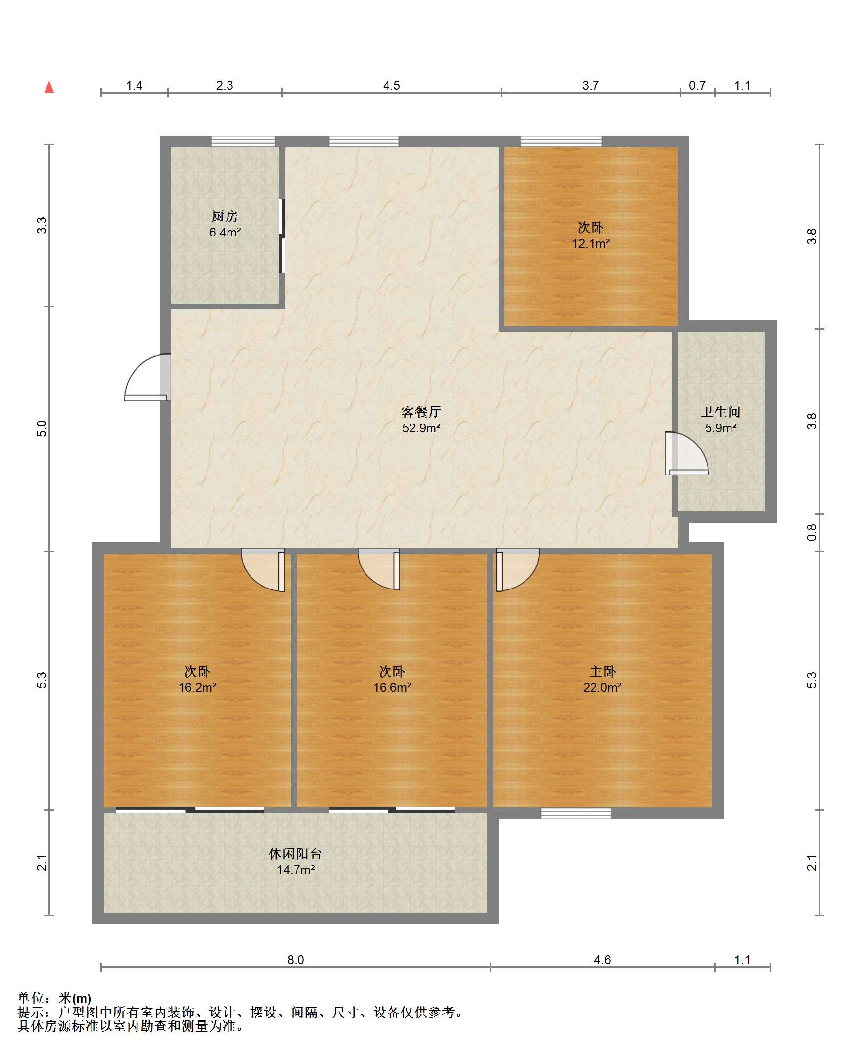 怡居北苑 4室2厅1卫 139.00m&sup2;