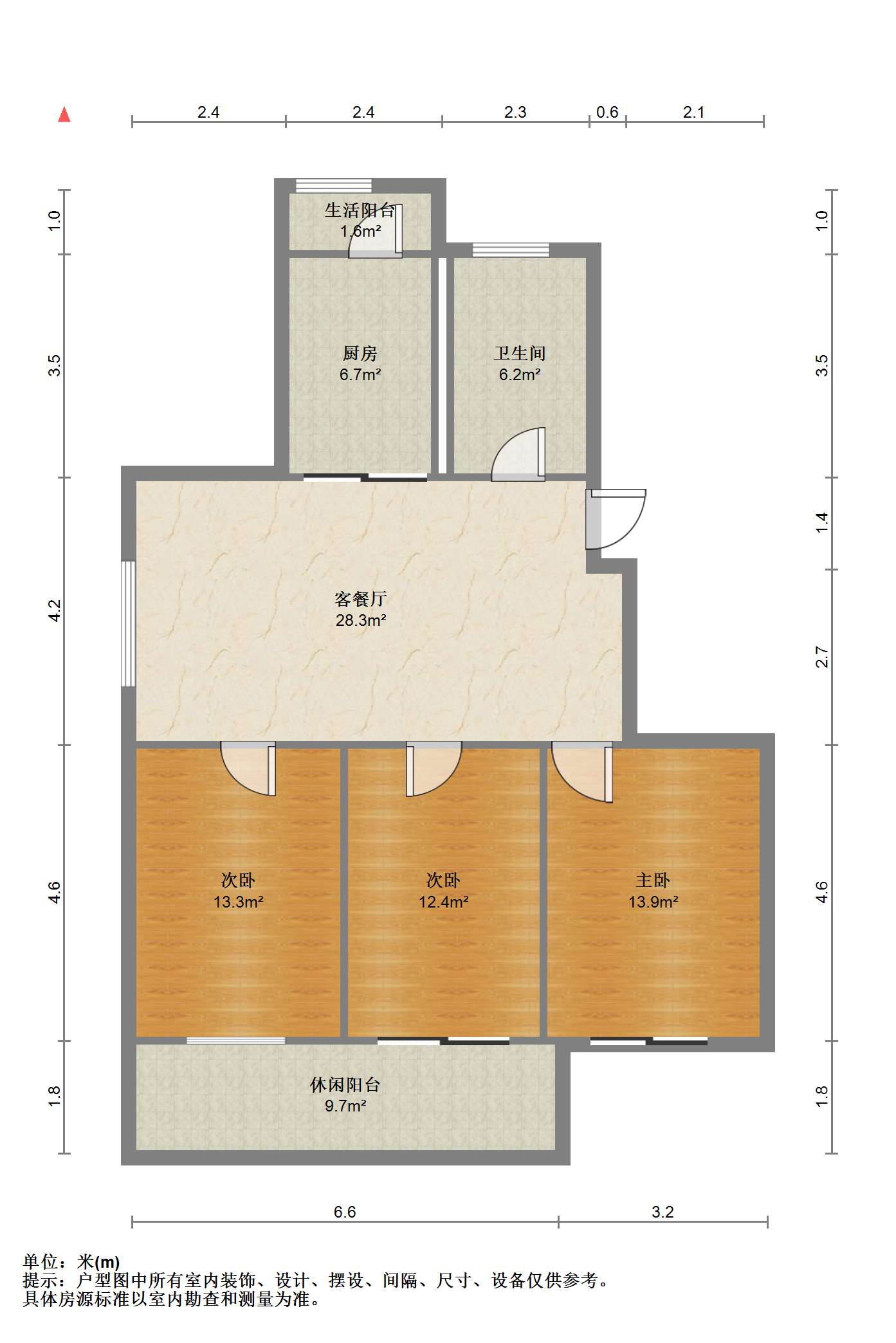 江海东苑 3室2厅1卫 125.00m&sup2;