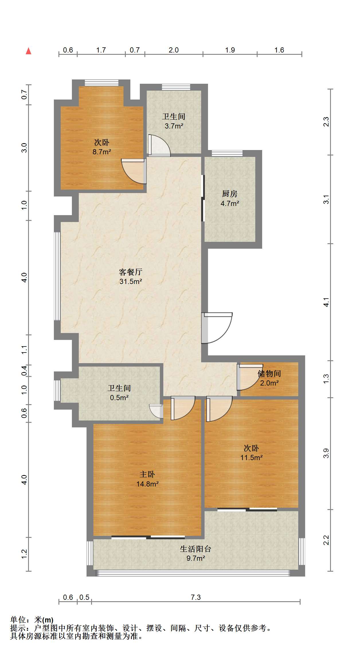 万濠禧园 3室2厅2卫 113m&sup2;