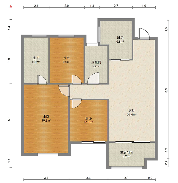 紫御四季 3室2厅2卫 98m²