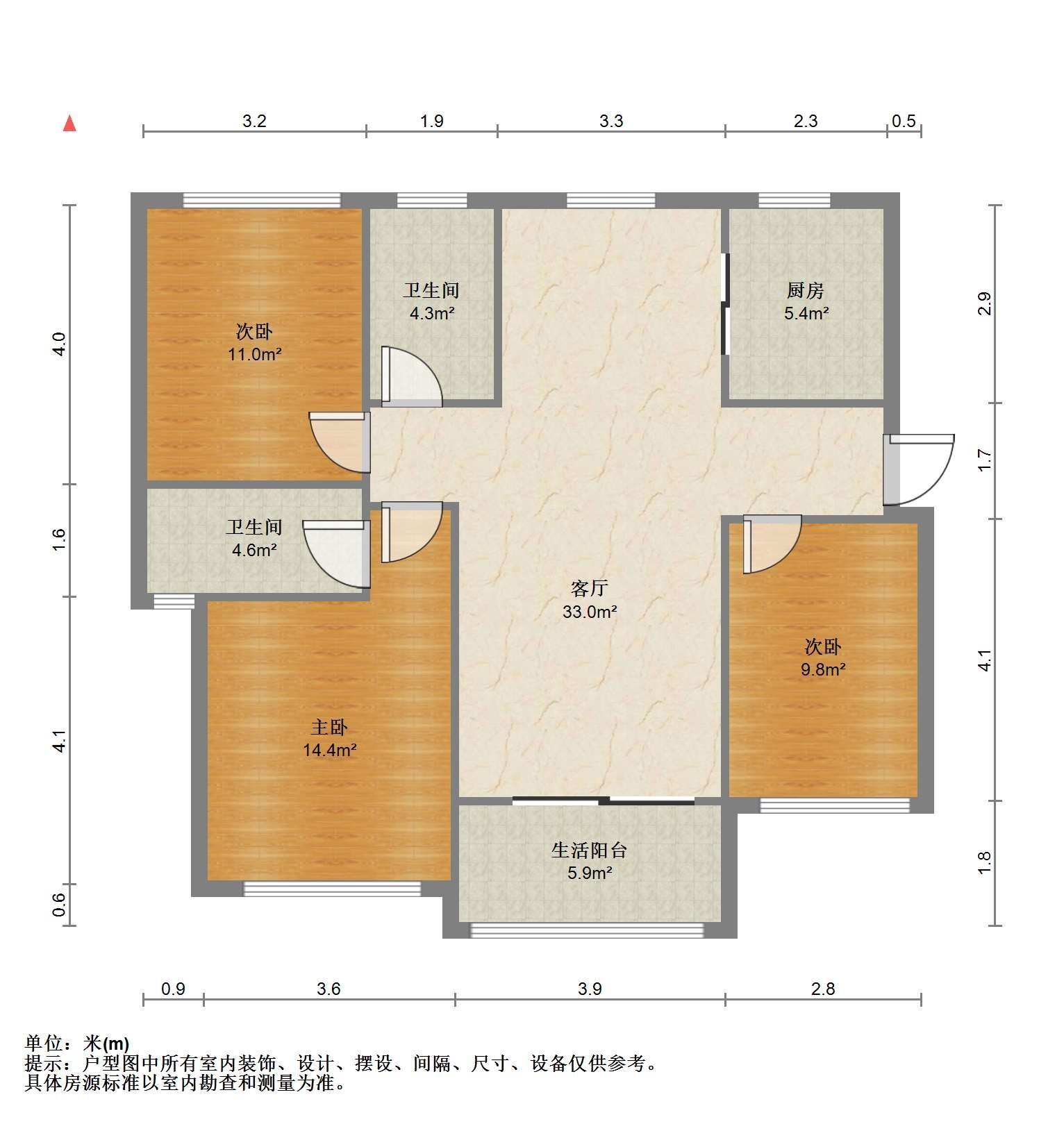南通雅居乐花园 3室2厅2卫 127m&sup2;