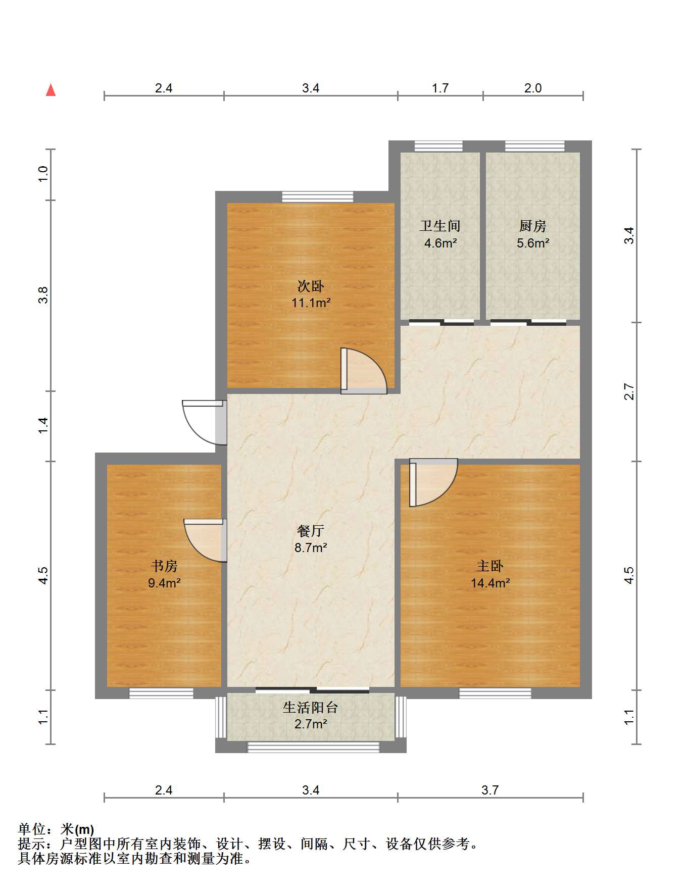 银花苑 3室2厅1卫 97.14m&sup2;