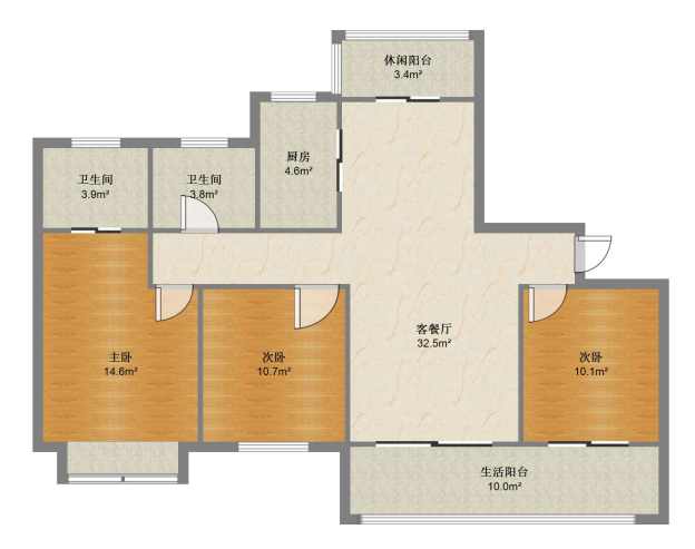 国城璟府 3室2厅2卫 140.00m&sup2;