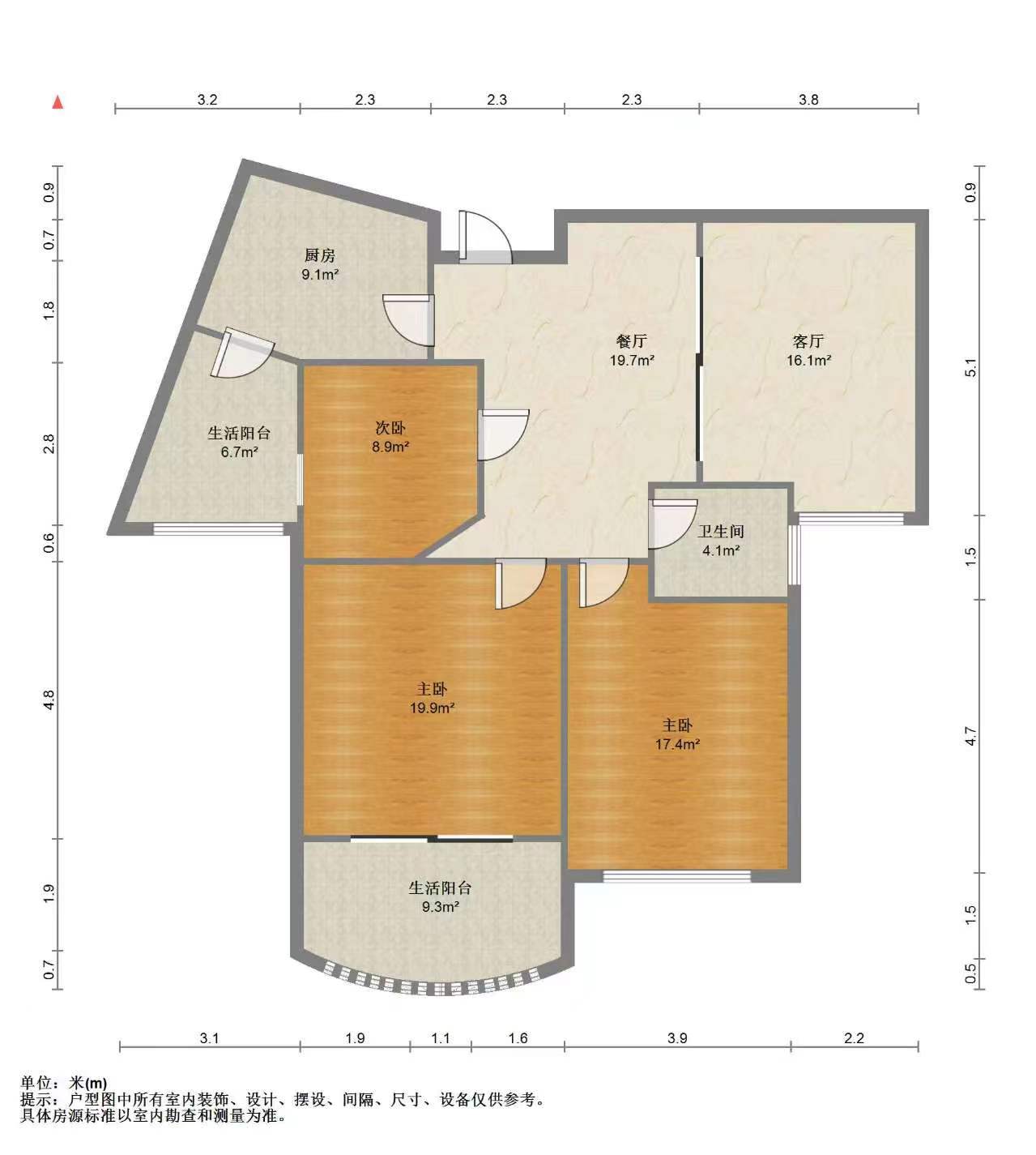 高迪晶城 3室2厅1卫 128.00m&sup2;