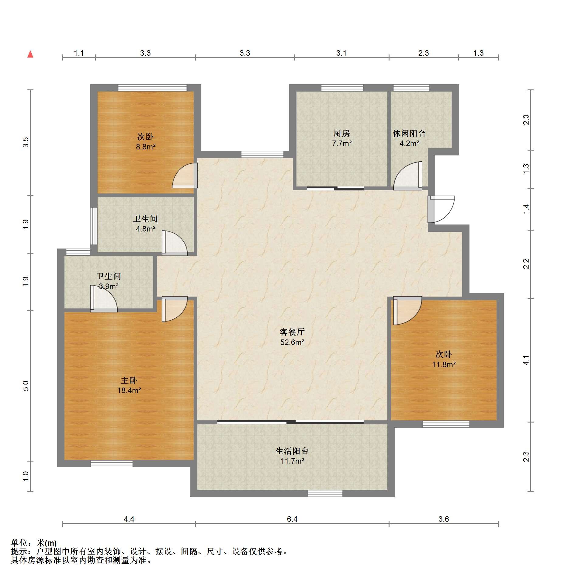万科翡翠公园 3室2厅2卫 127m&sup2;