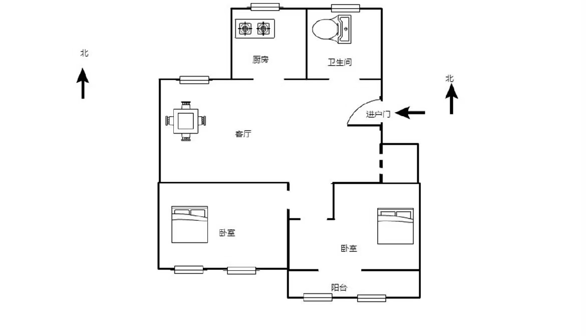 医校小巷6号 2室1厅1卫 66.00m&sup2;