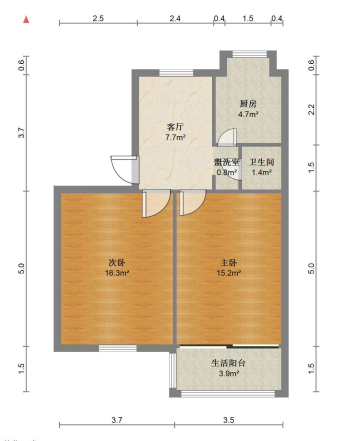 濠东路63号 2室1厅1卫 61m&sup2;