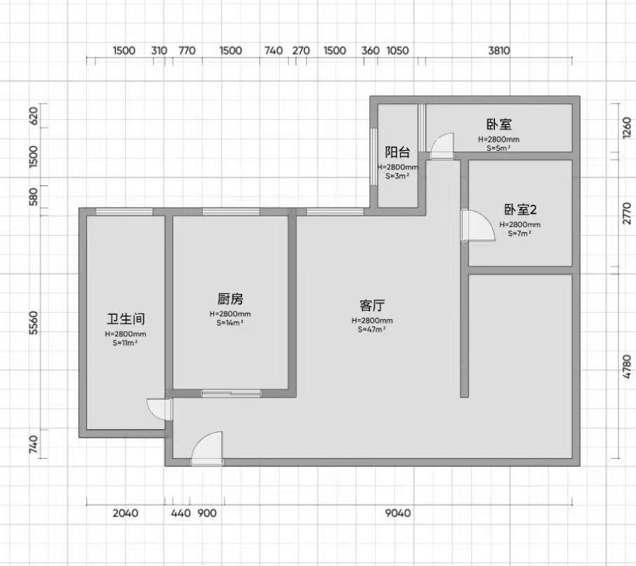 王府大厦 2室2厅1卫 124m&sup2;