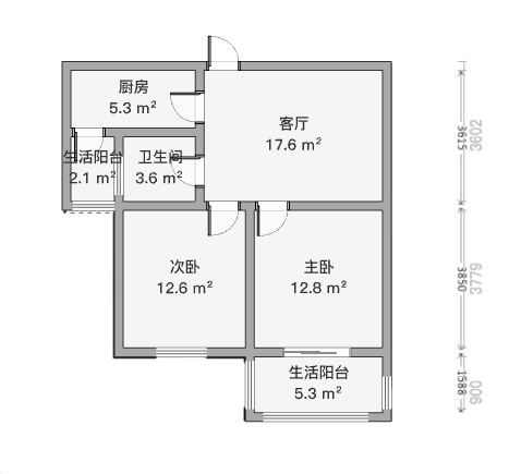 学士府 2室1厅1卫 78m²