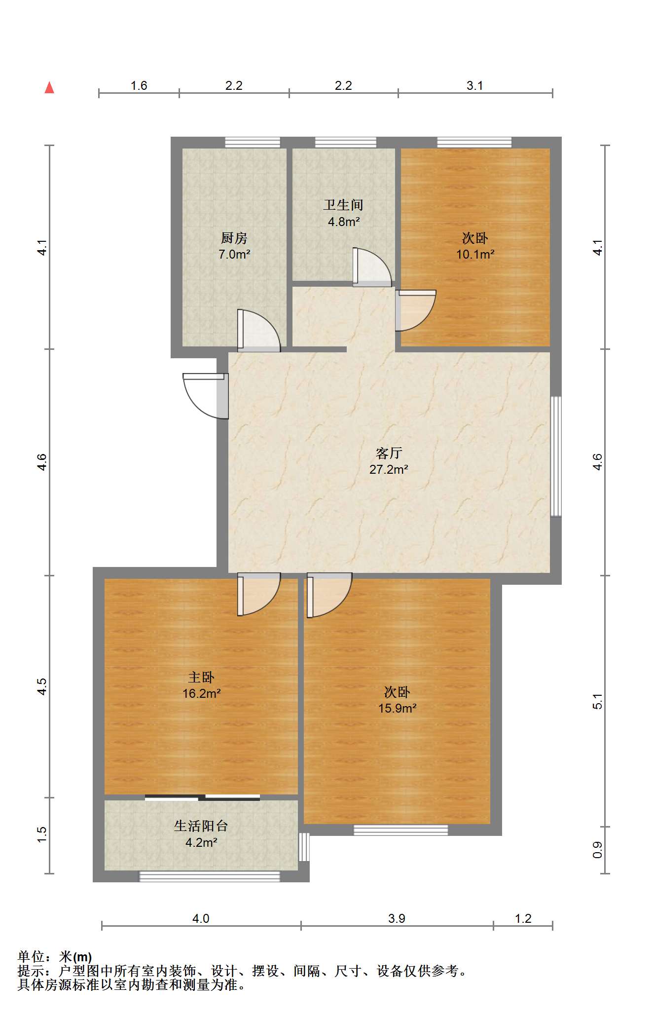 锦安花园一期 3室2厅1卫 103.00m&sup2;