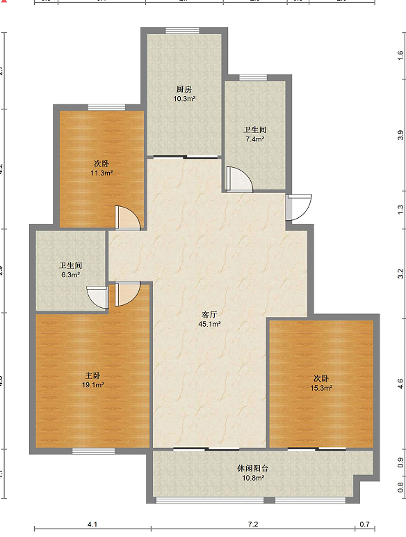 天香苑 3室2厅2卫 130m²