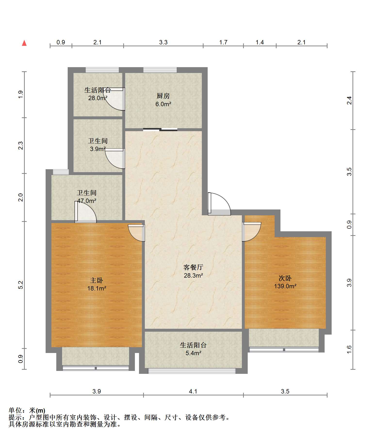 星湖郡 2室2厅1卫 108m&sup2;