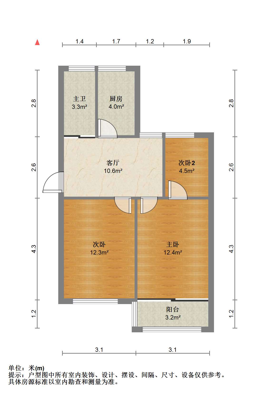 郭里园 3室1厅1卫 71.24m²