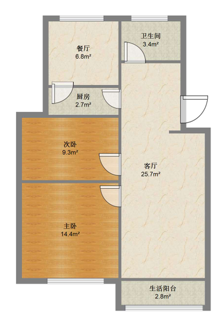 光明东村一期 2室2厅1卫 80m&sup2;