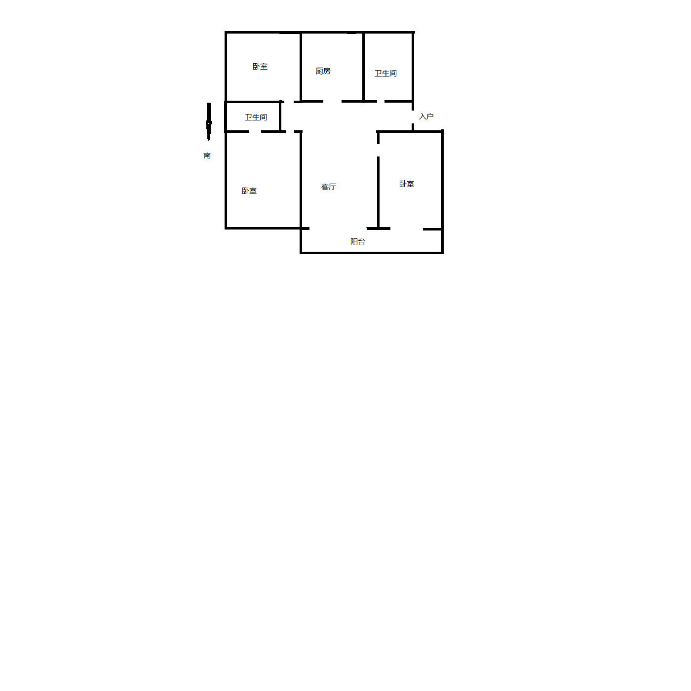 百花馨苑 3室2厅1卫 124m&sup2;