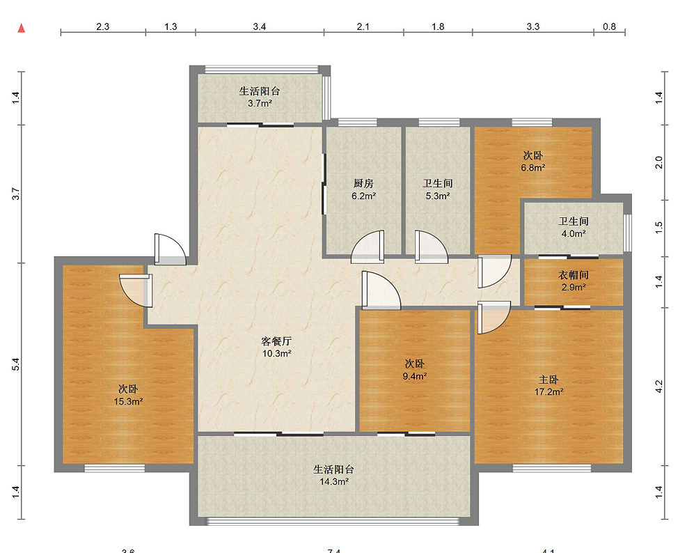 招商新城雍景湾 4室2厅2卫 139.36m²