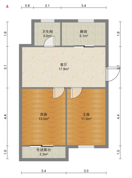 天馨花苑 2室1厅1卫 81.60m²