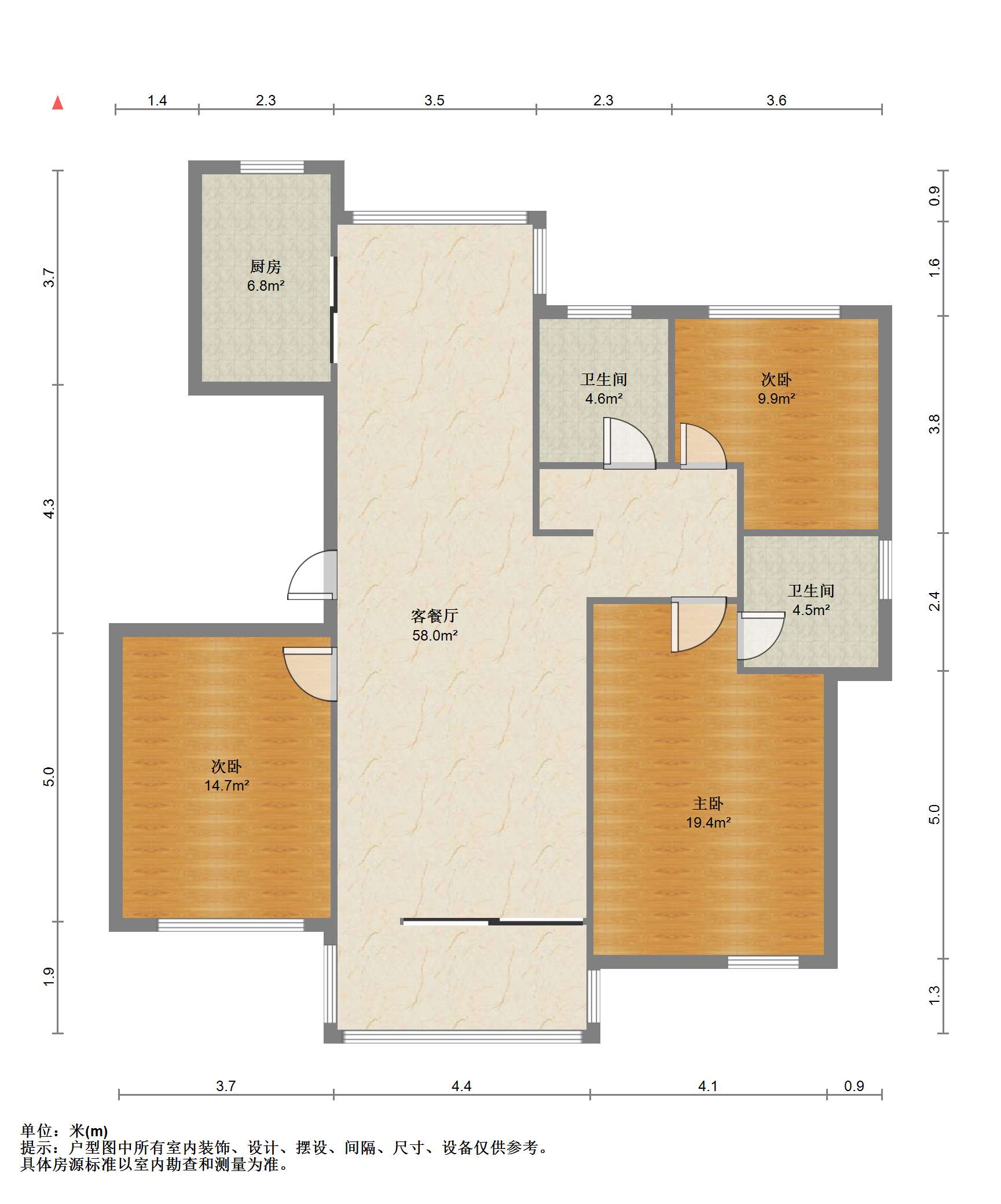 中港城皇家公寓 3室2厅1卫 142m&sup2;