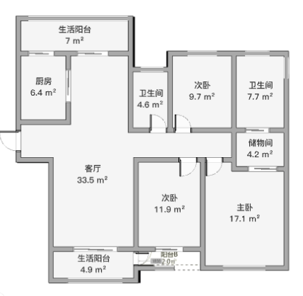 景瑞望府 3室2厅2卫 143.00m²