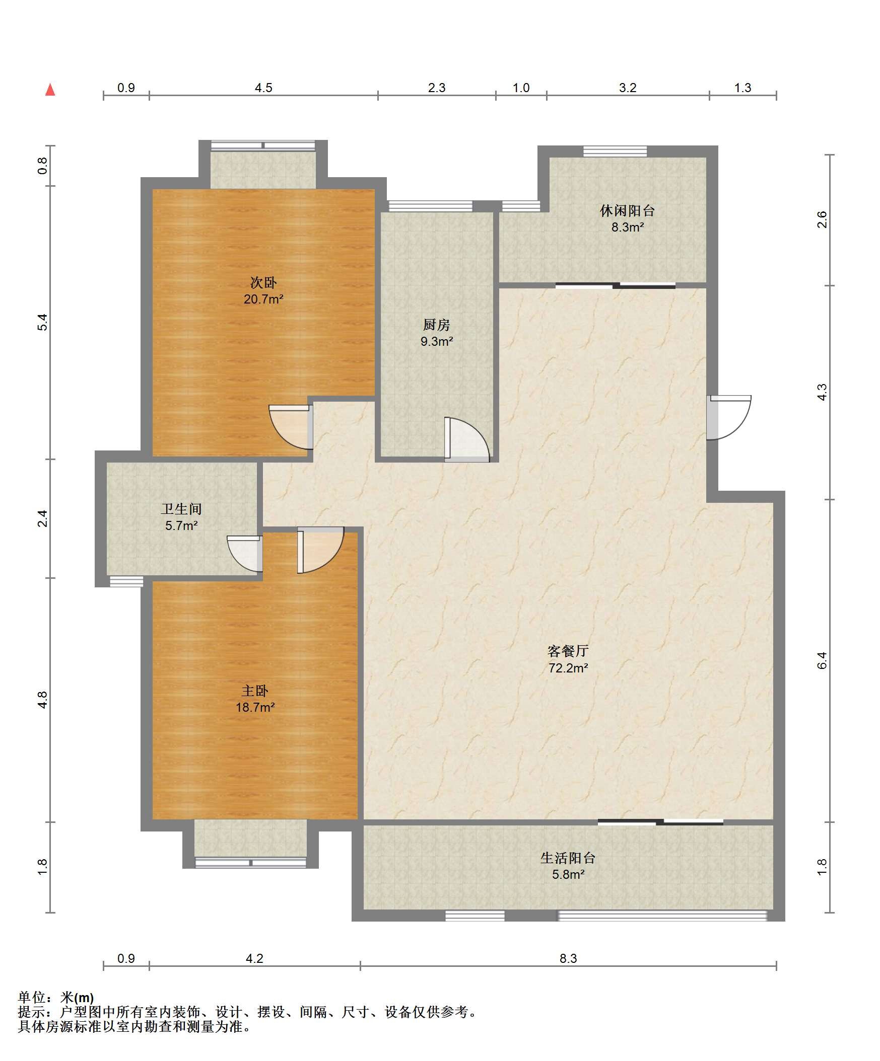 江海皇都私家花园 4室2厅2卫 91.6m&sup2;
