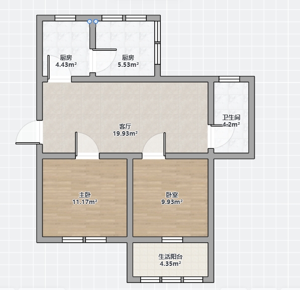 望江楼小区 2室1厅1卫 70.12m&sup2;