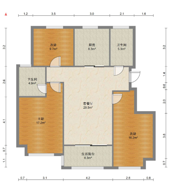 绿城湖境和庐 3室2厅2卫 102m²
