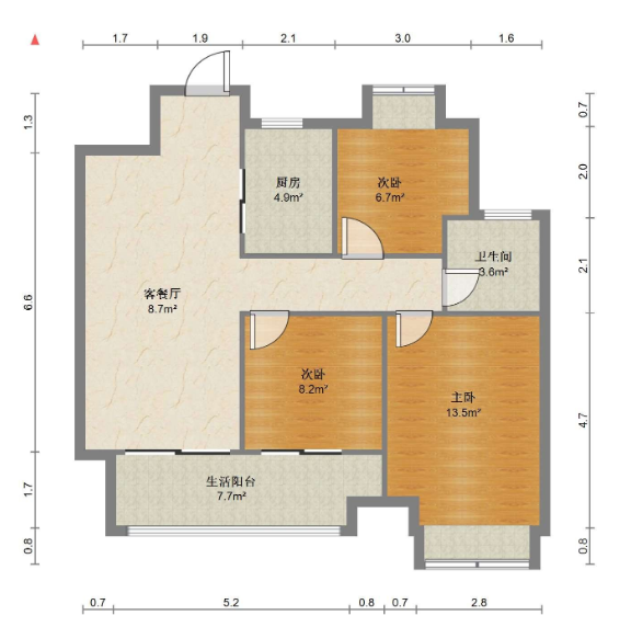 万科时代之光 3室2厅1卫 93m²