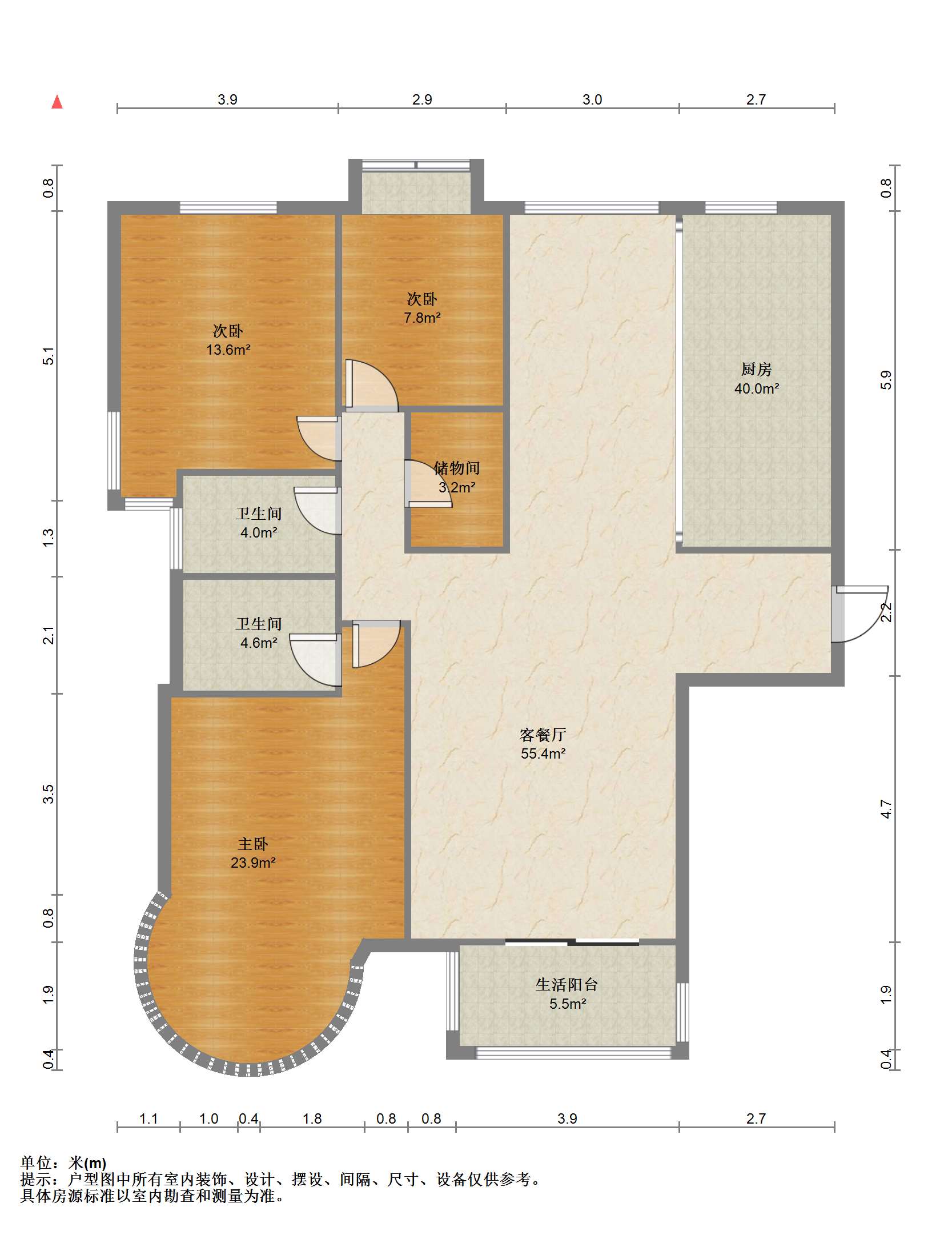 中南世纪城北区 3室2厅2卫 150m&sup2;