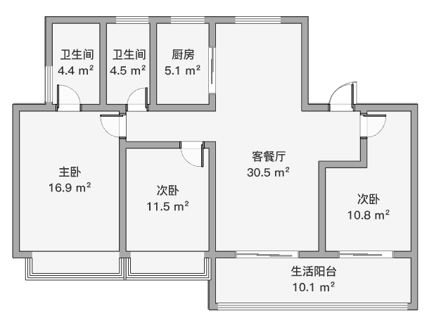 濠悦府 3室2厅2卫 132m²