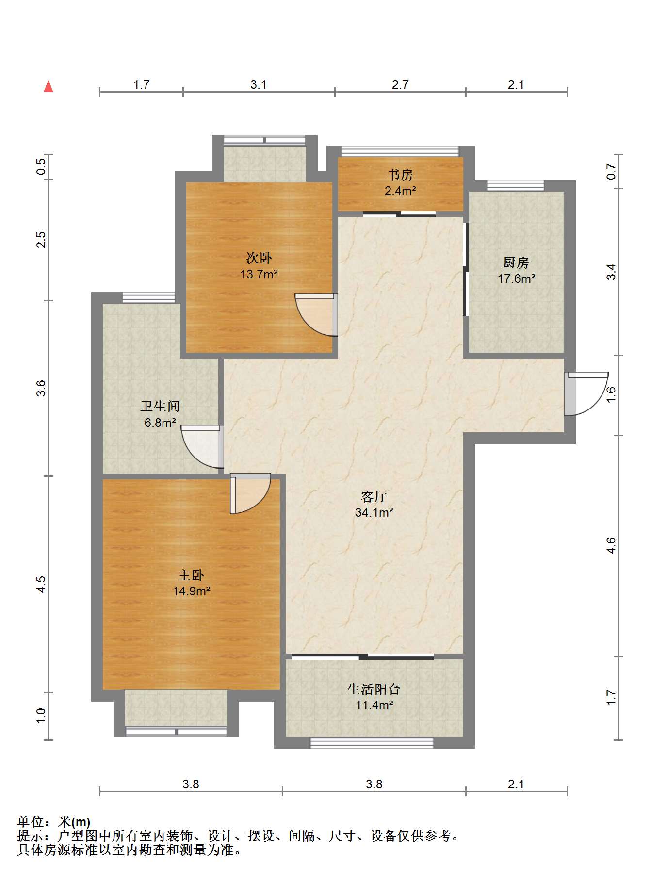 金水湾花园 2室2厅1卫 93m&sup2;