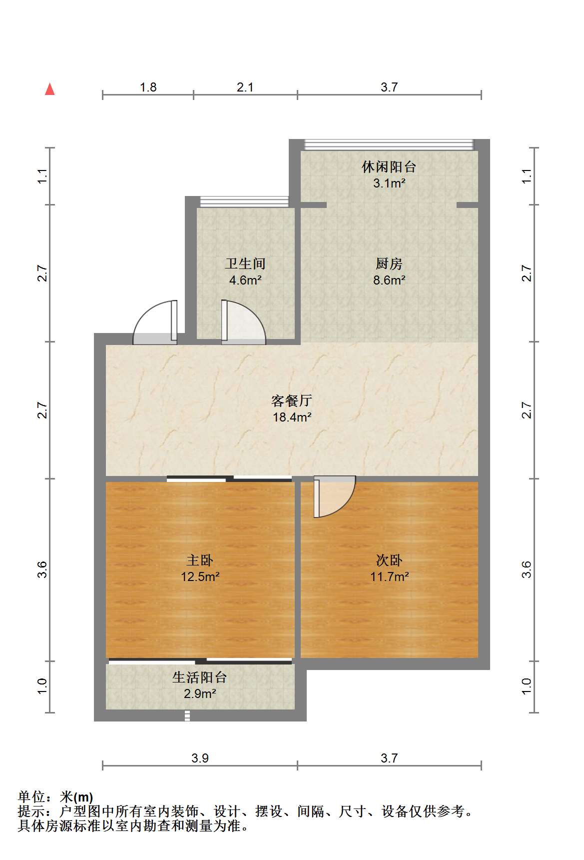 金辉花园 2室1厅1卫 93m&sup2;