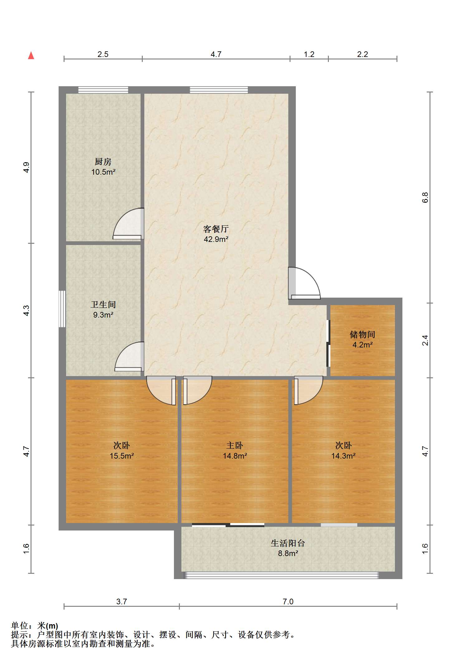 锦安花园一期 3室1厅1卫 122.00m&sup2;