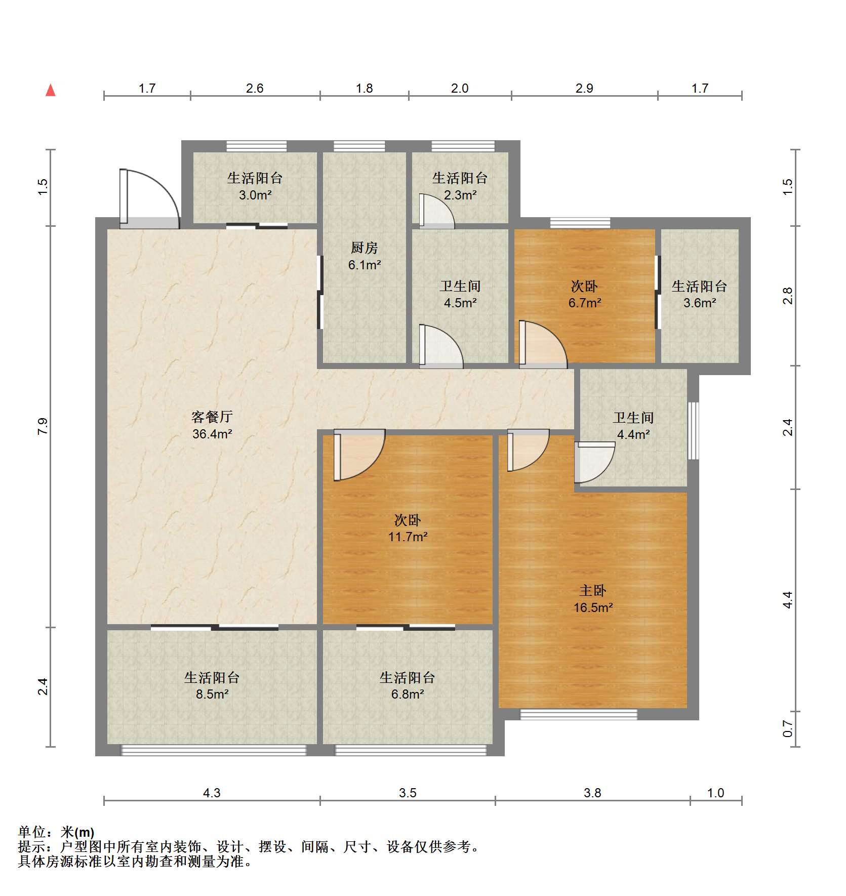 正泰江岸水苑 3室2厅2卫 136.39m&sup2;