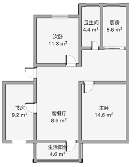 银花苑 3室1厅1卫 95.59m&sup2;