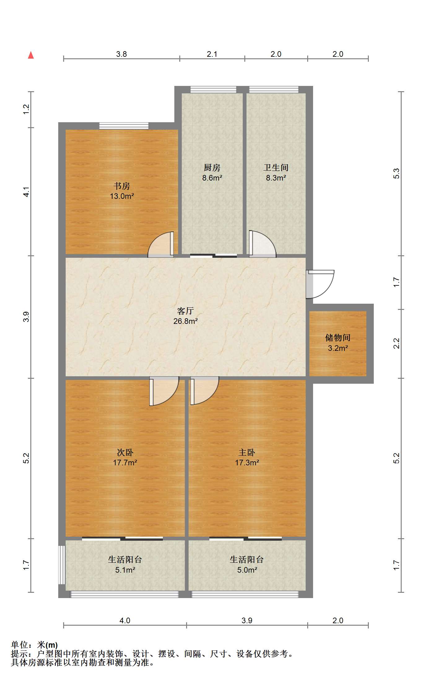 滨江花园 3室1厅1卫 103.27m&sup2;