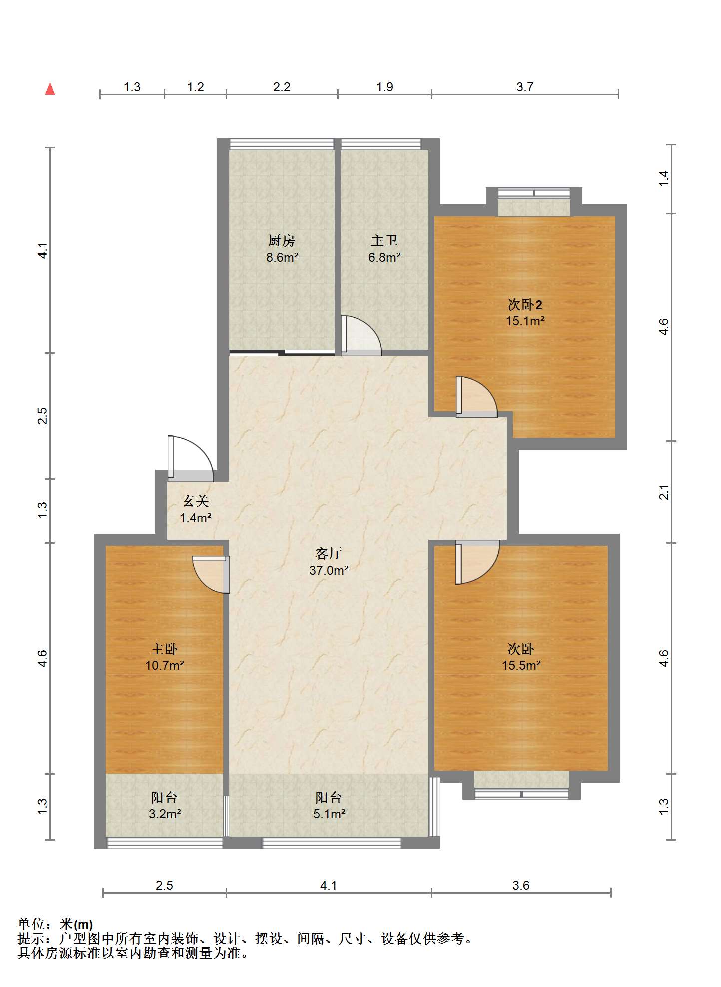 苏建花园城 3室2厅1卫 117.00m&sup2;