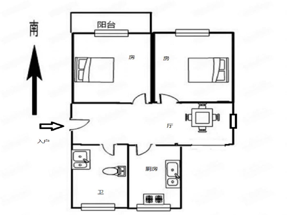 城港新村 2室2厅1卫 83.65m&sup2;
