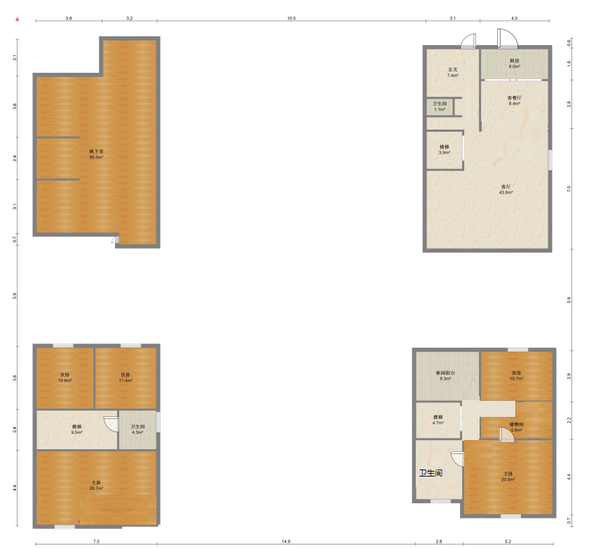 景瑞御府 4室2厅2卫 180.00m&sup2;