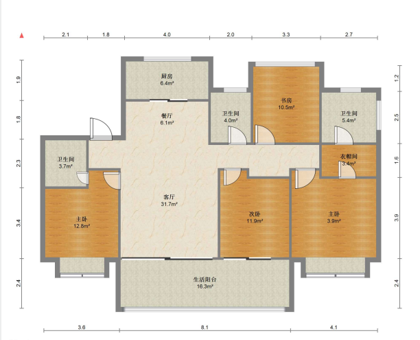 远创樽樾 4室2厅3卫 156.00m&sup2;
